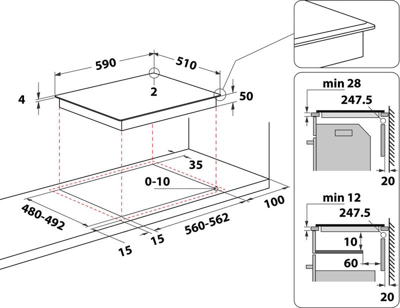 Whirlpool-Table-de-cuisson-WL-S3160-BF-Noir-Induction-vitroceramic-Technical-drawing