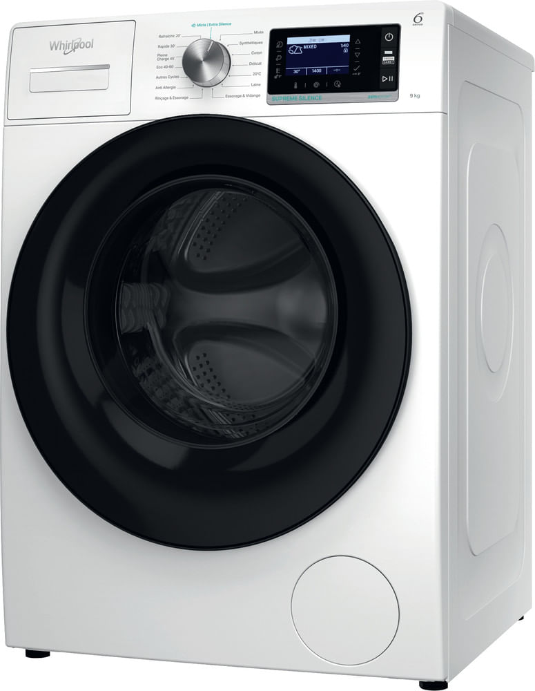 Whirlpool Lave-linge Pose-libre W6 98 SILENCE FR Blanc Lave-linge frontal A Perspective