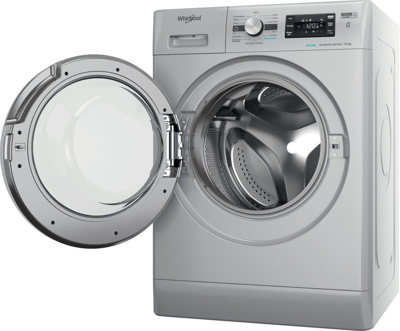 Whirlpool-Lave-linge-Pose-libre-FFBP-10489-SBSV-FR-Argent-Lave-linge-frontal-A-Perspective-open