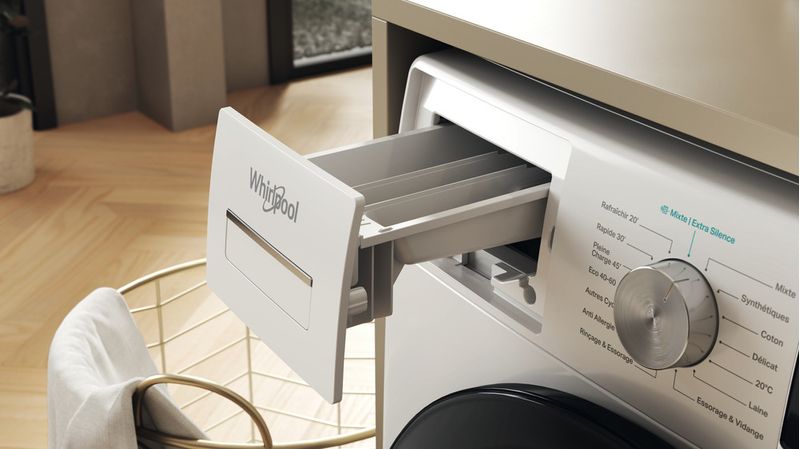 Whirlpool Lave-linge Pose-libre W6 08 SILENCE FR Blanc Lave-linge frontal A Drawer