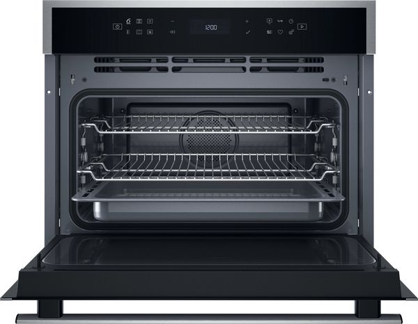 Whirlpool Four micro-ondes Encastrable WCW6O7HTSXF Inox Electronique 53 Micro-ondes Combiné 950 Frontal open