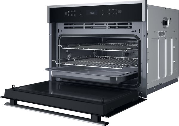 Whirlpool Four micro-ondes Encastrable WCW6O7HTSXF Inox Electronique 53 Micro-ondes Combiné 950 Perspective open