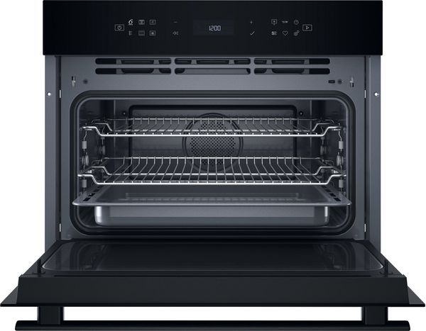 Whirlpool Four micro-ondes Encastrable WCW6O7HTBF Noir Electronique 53 Micro-ondes Combiné 950 Frontal open