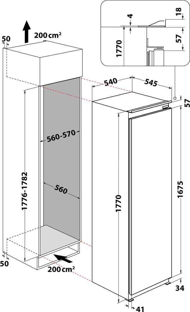 Whirlpool-Refrigerateur-Encastrable-WHSD18A041B1-FR-Acier-Technical-drawing