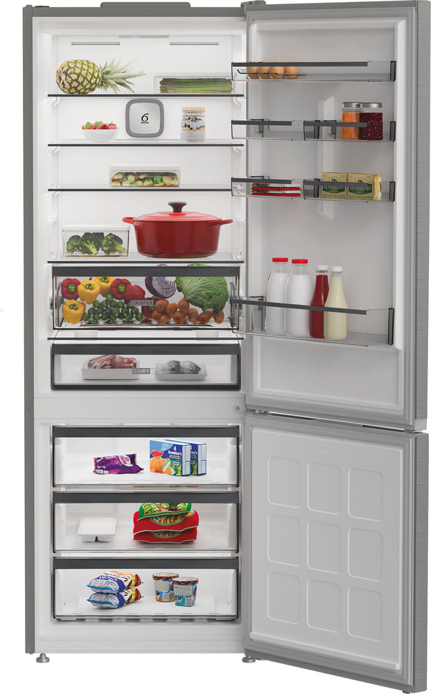 Whirlpool-Combine-refrigerateur-congelateur-Pose-libre-WHK2-6493-X4E-Pearl-Inox-2-portes-Lifestyle-frontal-open