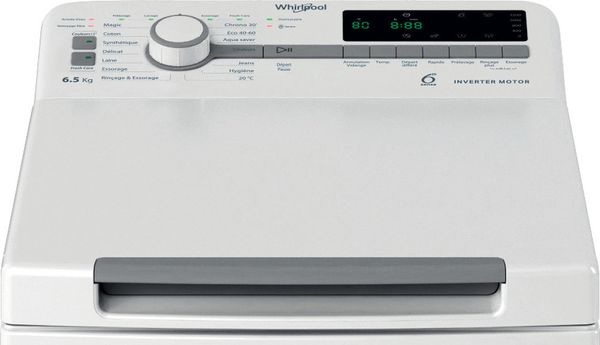 Whirlpool Lave-linge Pose-libre TDLR 65261 FR Blanc Lave-linge top A Control panel