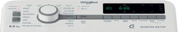 Whirlpool Lave-linge Pose-libre TDLR 65261 FR Blanc Lave-linge top A Program
