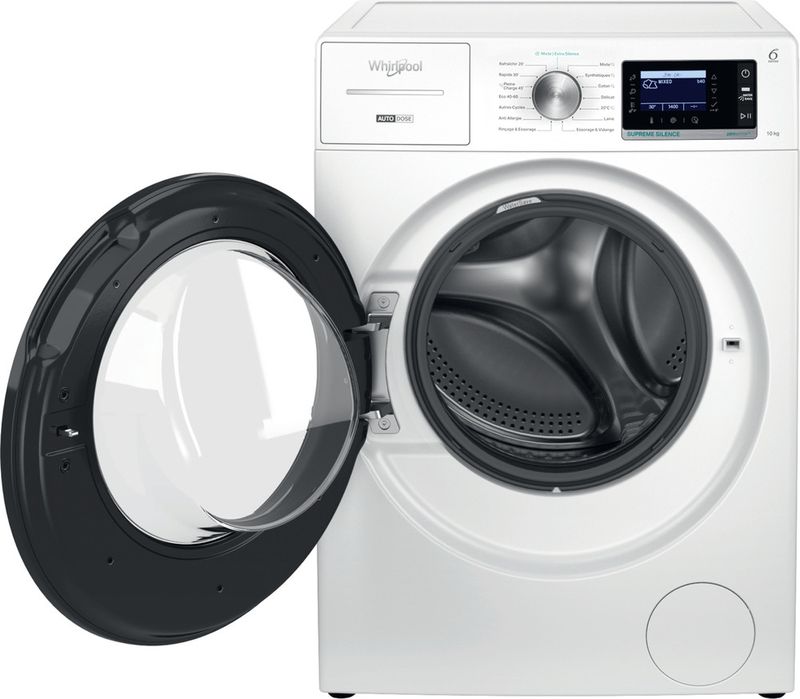 Whirlpool-Lave-linge-Pose-libre-W8-09ADB-SILENCE-FR-Blanc-Lave-linge-frontal-A-Frontal-open
