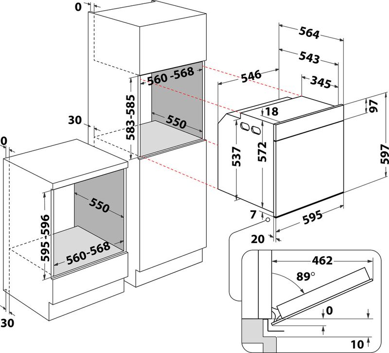Whirlpool-Four-Encastrable-WOI9A8FPT2SBAF-Electrique-A--Technical-drawing