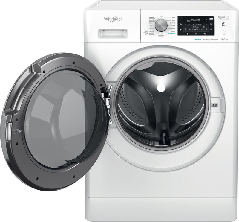 Whirlpool-Lavante-sechante-Pose-libre-FFWDD-1176258-BCV-FR-Blanc-Lave-linge-frontal-Frontal-open