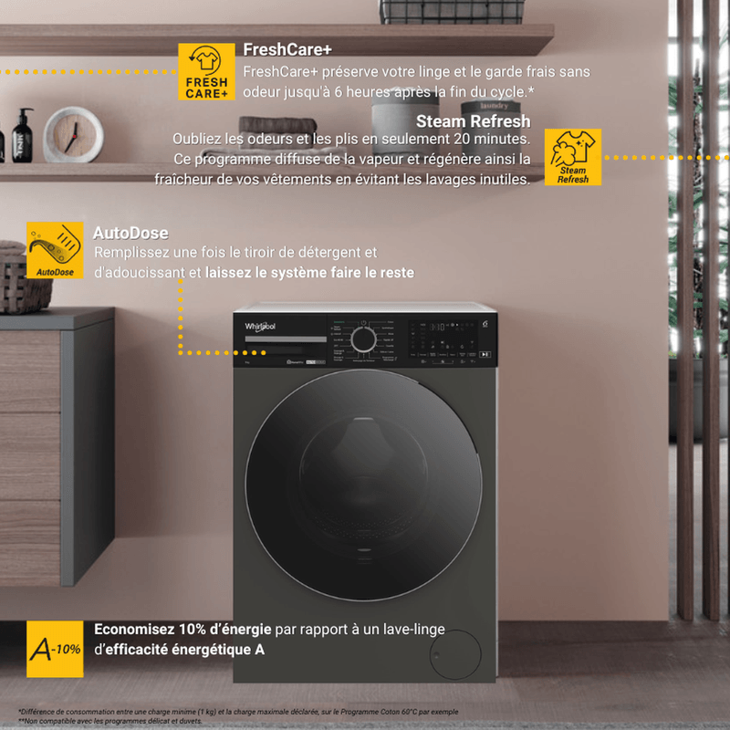 Whirlpool Lave-linge Pose-libre WPM 911G ADS FR Gris Lave-linge frontal A USP1_gallery