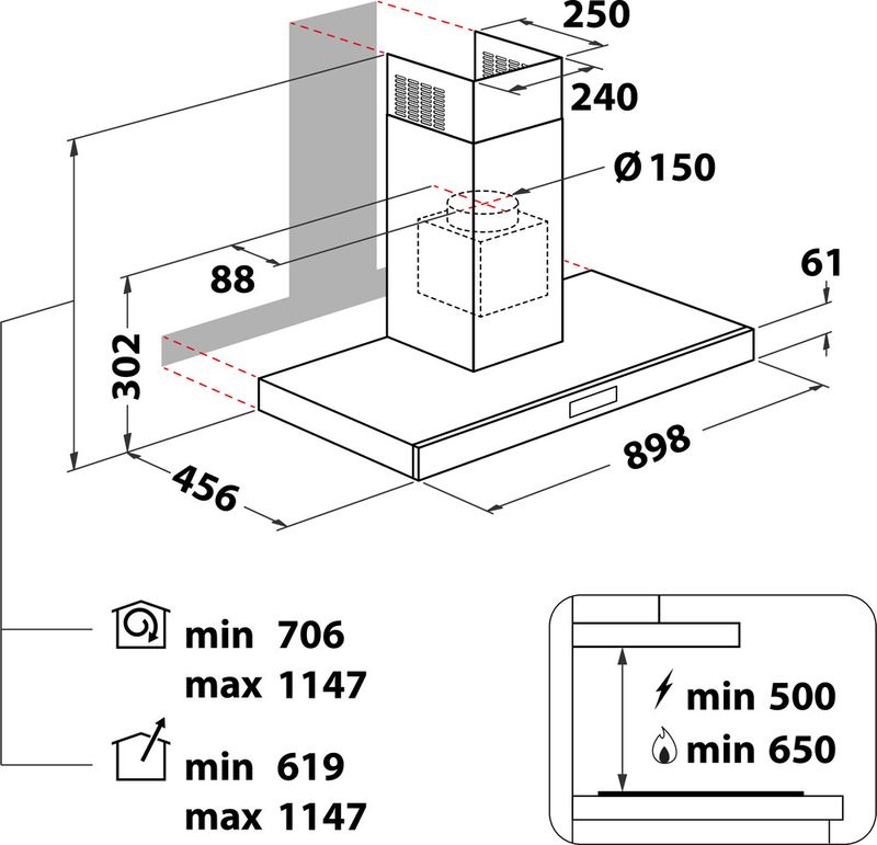 Whirlpool-Hotte-Encastrable-WHBS-C92F-LT-X-Inox-Mural-Electronique-Technical-drawing