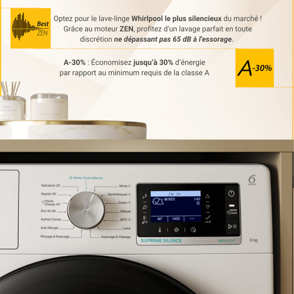 Whirlpool Lave-linge Pose-libre W7X 89E SILENCE FR Blanc Lave-linge frontal A USP1_gallery
