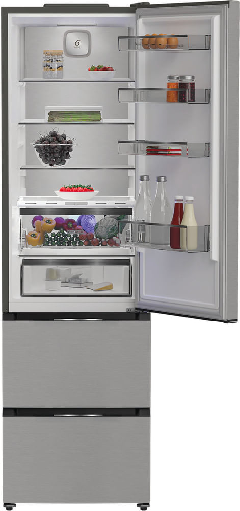 Whirlpool-Combine-refrigerateur-congelateur-Pose-libre-WHKF-6352-X5E-Argent-2-portes-Lifestyle-frontal-open