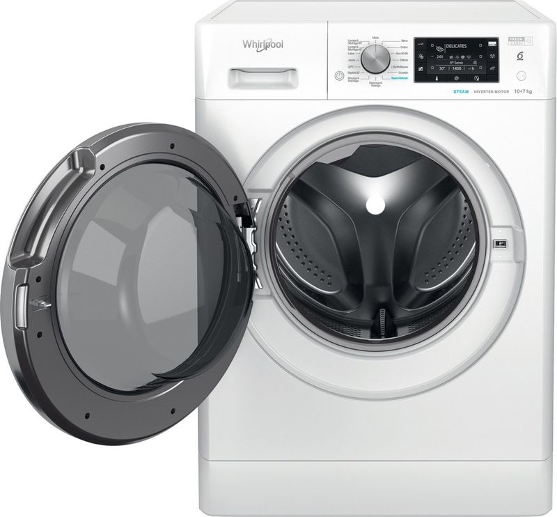 Whirlpool-Lavante-sechante-Pose-libre-FFDD-1074489-BV-FR-Blanc-Lave-linge-frontal-Frontal-open