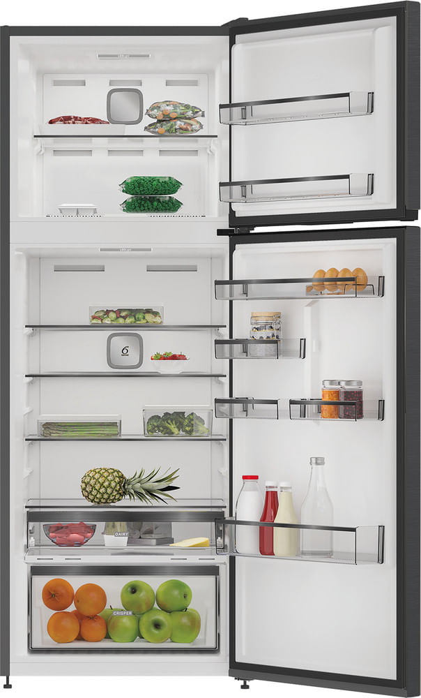 Whirlpool-Combine-refrigerateur-congelateur-Pose-libre-WHD2-6473-X5E-Inox-Noir-2-portes-Lifestyle-frontal-open