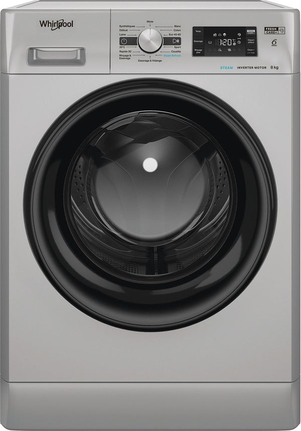 Whirlpool Lave-linge Pose-libre FFB8469SBVFR Argent Lave-linge frontal A Frontal