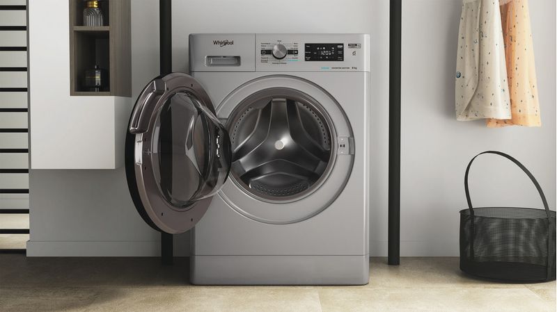Whirlpool-Lave-linge-Pose-libre-FFB8469SBVFR-Argent-Lave-linge-frontal-A-Lifestyle-frontal-open