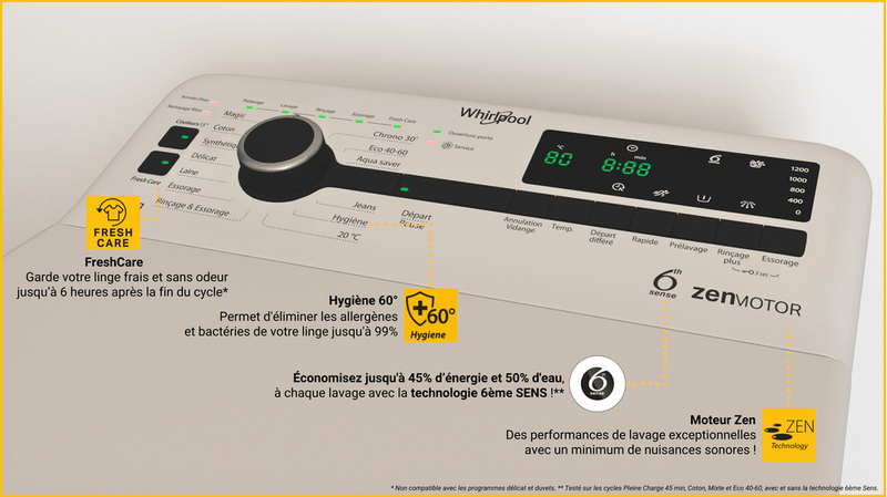Whirlpool Lave-linge Pose-libre TDLRSX 7232BS FR Argent Lave-linge top D USP1_gallery