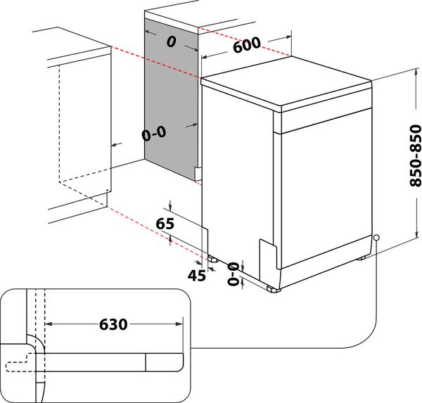 Whirlpool-Lave-vaisselle-Pose-libre-W8F-HP51X-Pose-libre-B-Technical-drawing