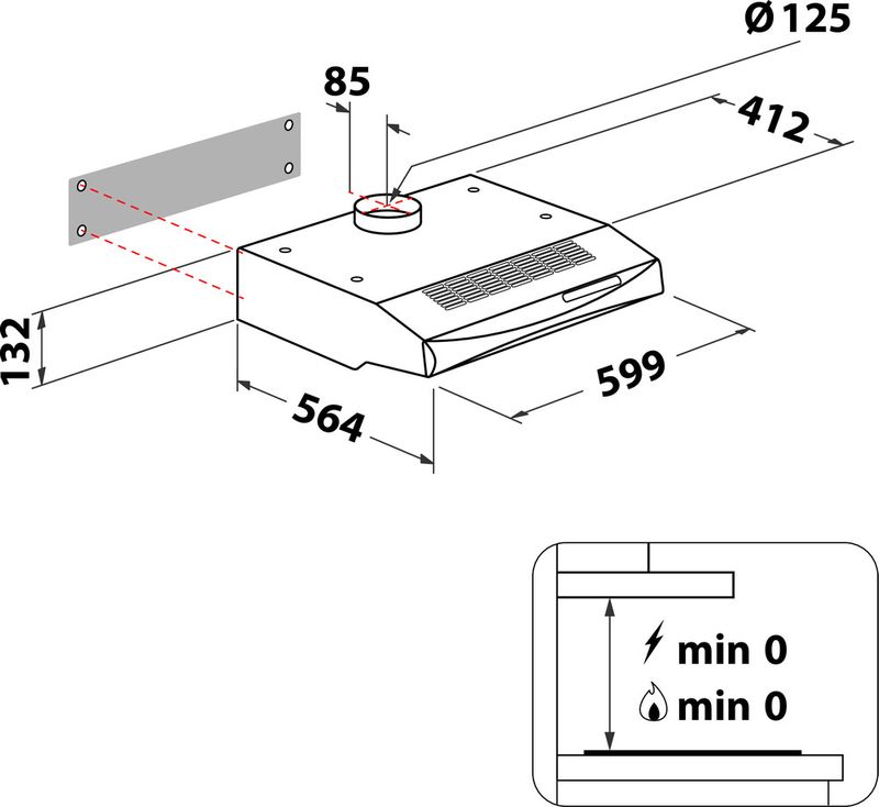 Whirlpool-Hotte-Encastrable-WCN-65-FLK-Noir-Mural-Mecanique-Technical-drawing