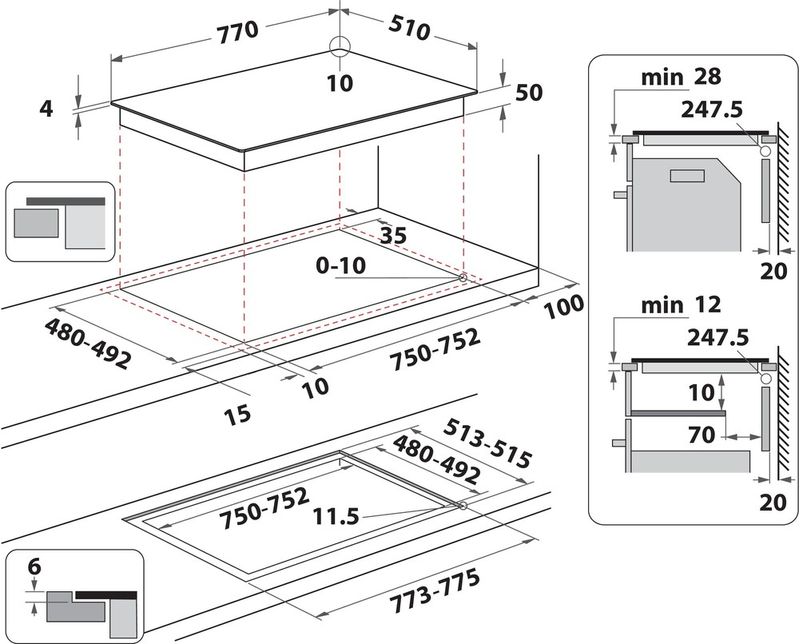 Whirlpool-Table-de-cuisson-WL-S3777-NE-BM-Noir-Induction-vitroceramic-Technical-drawing
