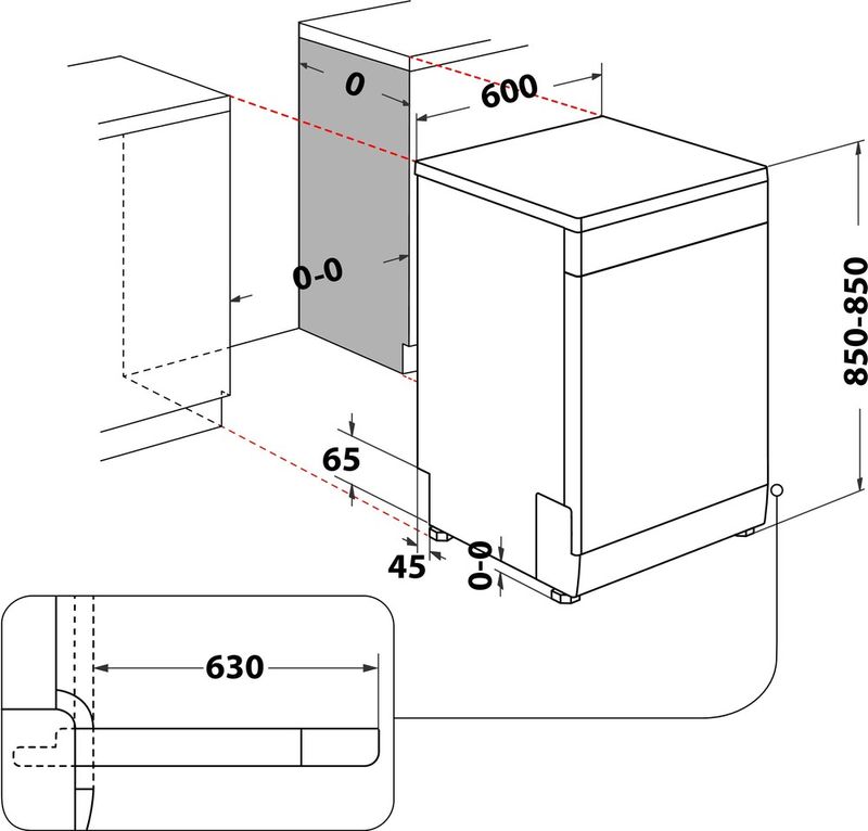 Whirlpool-Lave-vaisselle-Pose-libre-W7F-HS41-S-Pose-libre-C-Technical-drawing