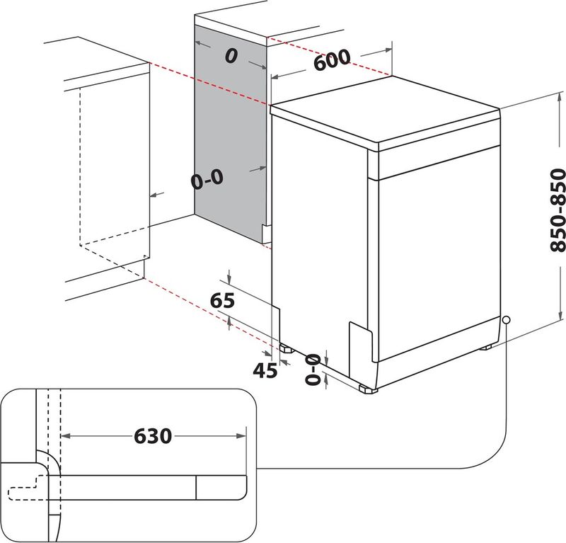 Whirlpool-Lave-vaisselle-Pose-libre-W8F-HP51S-Pose-libre-B-Technical-drawing