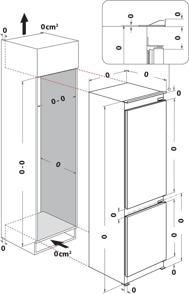 Whirlpool-Combine-refrigerateur-congelateur-Encastrable-WHK2-5323-B5E1-Zinc-Metal-2-portes-Technical-drawing