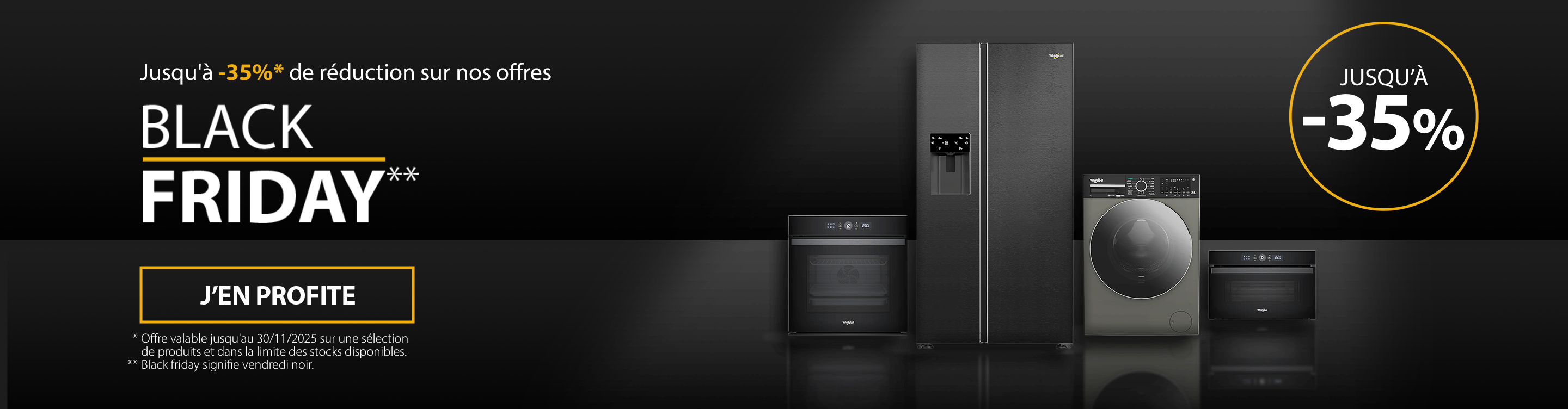 Black Friday | Large Domestic Appliances | Fr | up to 35% off | Hero Banner 1